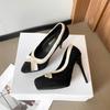 New Style Women's Popular Platform Super High Heels Women's Bow Small Pointed Toe Stiletto Single Shoes Zapatos Mujer