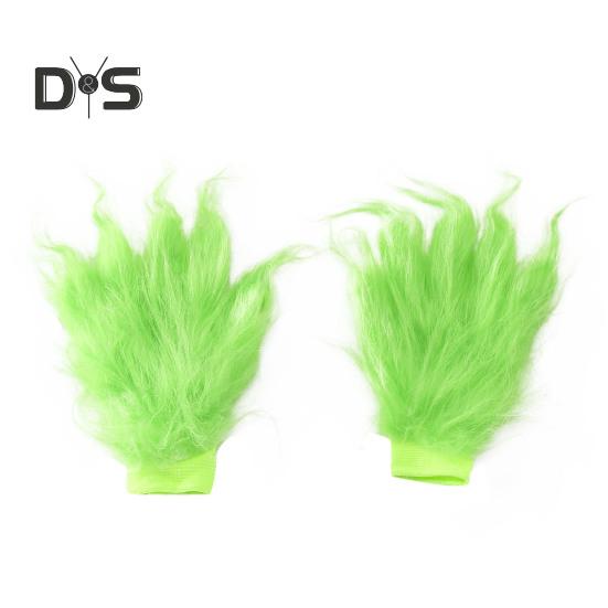 1 Set Christmas Costume Includes Top Pants Hat Belt Gloves And Shoe Cover Green Cartoon Furry Animal Cosplay Santa Performance Drama Stage Opera