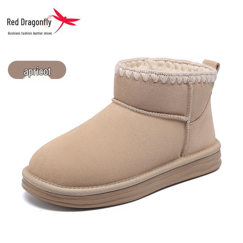 Женские непромокаемые зимние ботинки Red Dragonfly на толстой подошве, платформа, до середины икры, нескользящие, 2024 год, с плюшевой подкладкой.