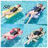 Travel-friendly Pool Float Inflatable Mat with Hole Headrest Adults Size Foldable Water Toy Floating Lounger Raft Summer Swimming Party Beach