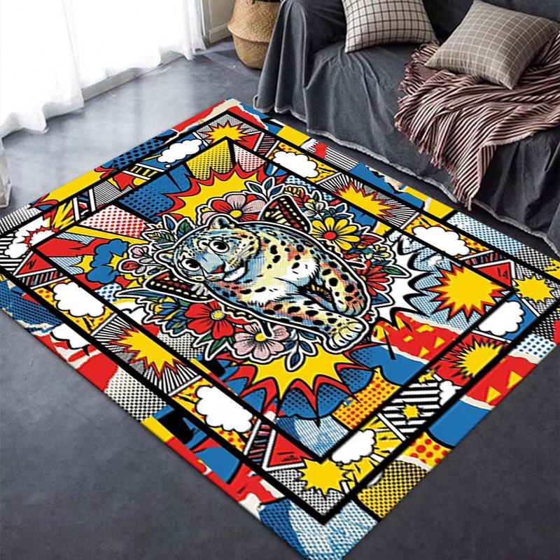 2025 Новый ковер с рисунком снежного барса для гостиной, спальни, дома, украшение дивана, нескользящий коврик для детских игр111