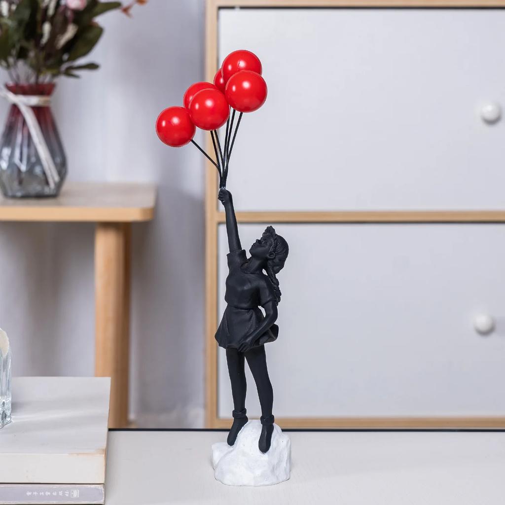 Фигурка девушки-летающего шара Banksy, современное искусство, скульптура, фигурка из смолы, ремесло, украшение, коллекционная фигурка, украшения, подарки