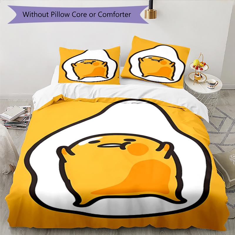 3pcs Sanrio Gudetama2 pattern bedding set duvet cover set includes duvet cover &pillowcases, perfect all season bedroom decoration & gift