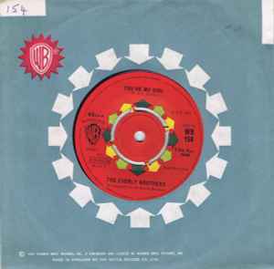 7-дюймовая пластинка EVERLY BROTHERS - You're My Girl / Don't Let The Whol WB154 Warner Bros. Re 1965 UK Pop Б/у