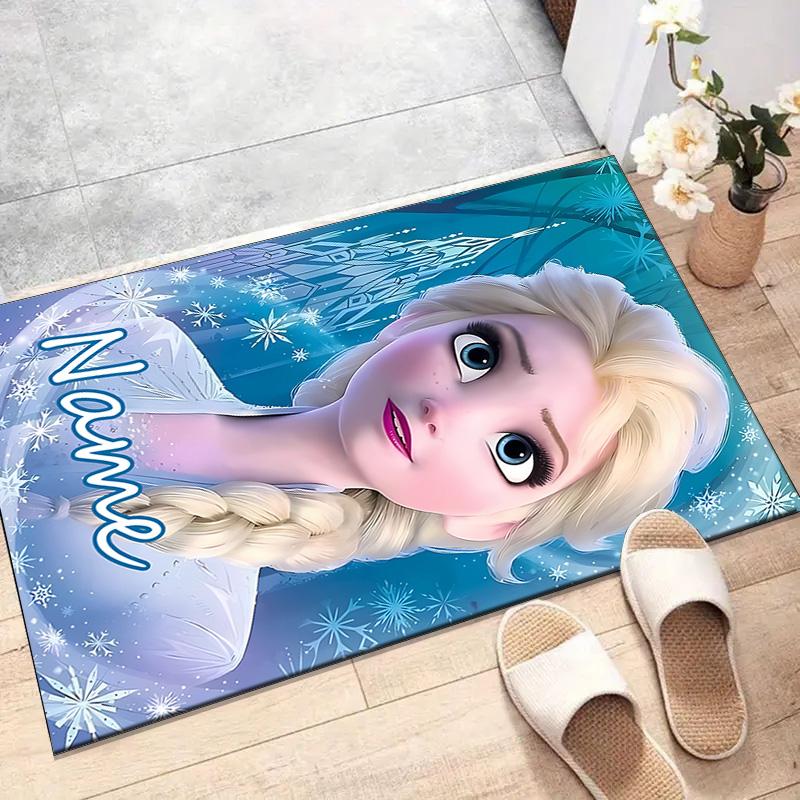 Custom Frozen Mat Personalized Name, Polyester Washable Indoor Entryway Rug, Gift for Christmas, Easter, Thanksgiving Day