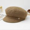 Female autumn and winter versatile British style fashion dome military hat outdoor windproof octagonal hat warm face small painter hat tide