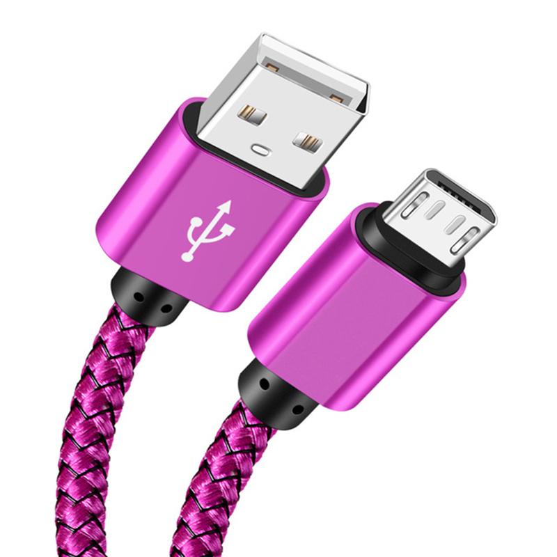 Нейлоновый плетеный кабель Micro USB для синхронизации данных 2A, быстрая зарядка 1M, 2M, 3M, зарядный кабель для Samsung, Huawei, HTC, Android, телефонов, USB Micro