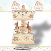 Laxury Windup 3-horse Carousel Music Box Melody Castle In the Sky Pink