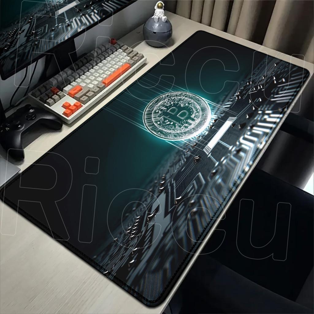 Bitcoin Table Mats Gaming Mouse Pad Xxl Laptop Office Carpet Large Trader Mice Mat Anime Computer Desk Rubber Non-slip Mousepads