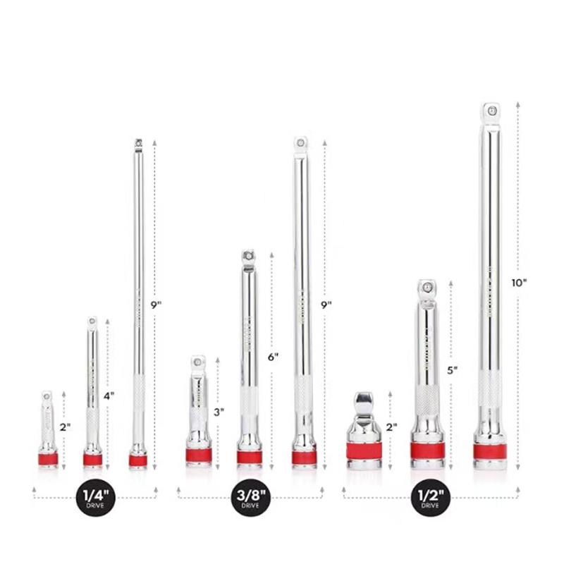 9pcs 1/2 3/8 1/4 Inch Ball Head Wobble Extension Length Bar Set For Socket Ratchet Accessory Tool Chrome Vanadium Steel