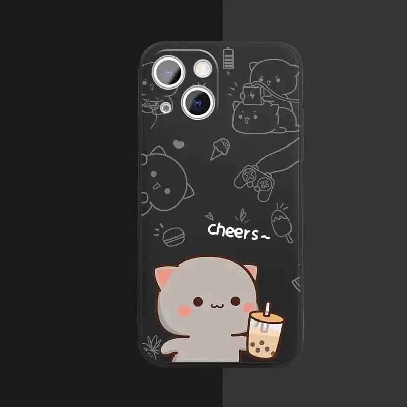 Парный чехол для телефона с животными TaoTao HuiHui Для iPhone 15 11 12 14 13 Pro Max Mini XS Max XR SE2 7 8 Plus Милый чехол для телефона с кошкой