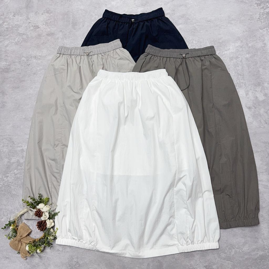 Johnature Elastic Waist Women Summer Outdoor Drawstring Puff Skirt