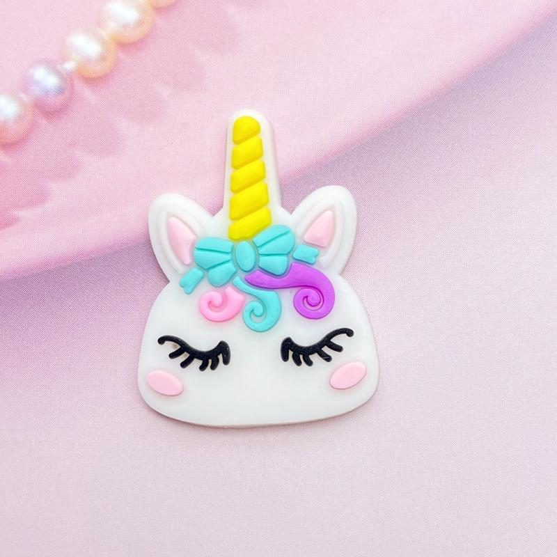 12 шт. Милые мини-головки единорогов, ПВХ, гибкий клей, плоская задняя сторона, украшение для скрапбукинга, декор для телефона, E98