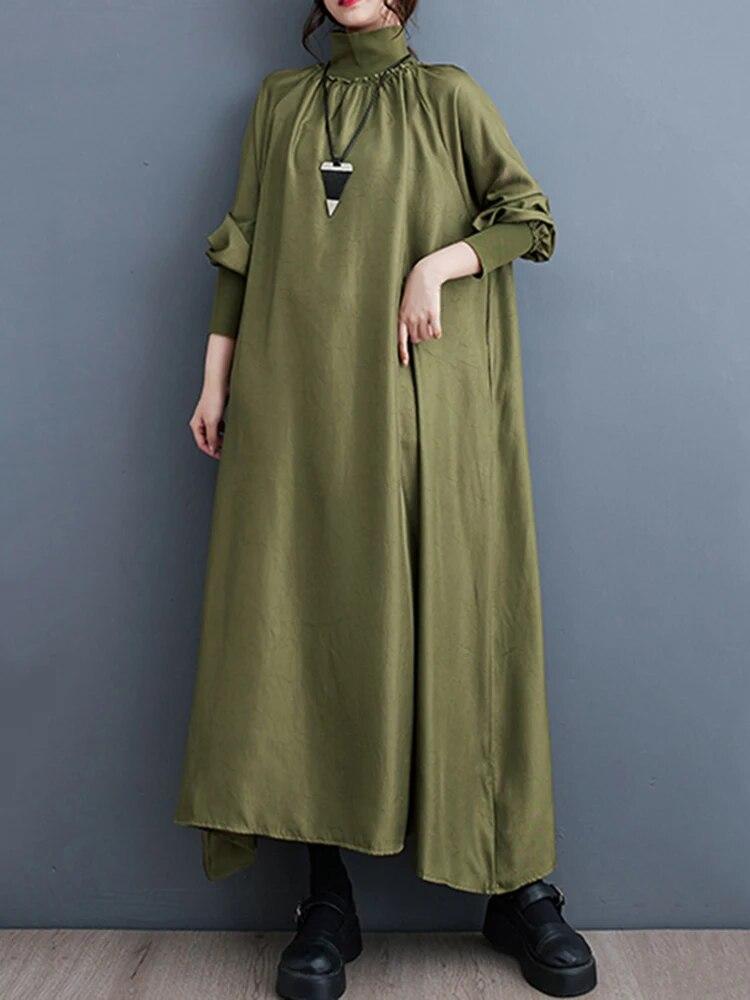 Xitao Свободное женское платье с водолазкой, нерегулярное женское повседневное платье DMJ2337