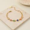 GEMCHIC Women's Stainless Steel Geometric Stackable Bracelet Set, Sweet Chic Rhinestone Colorful Jewelry for Daily Life