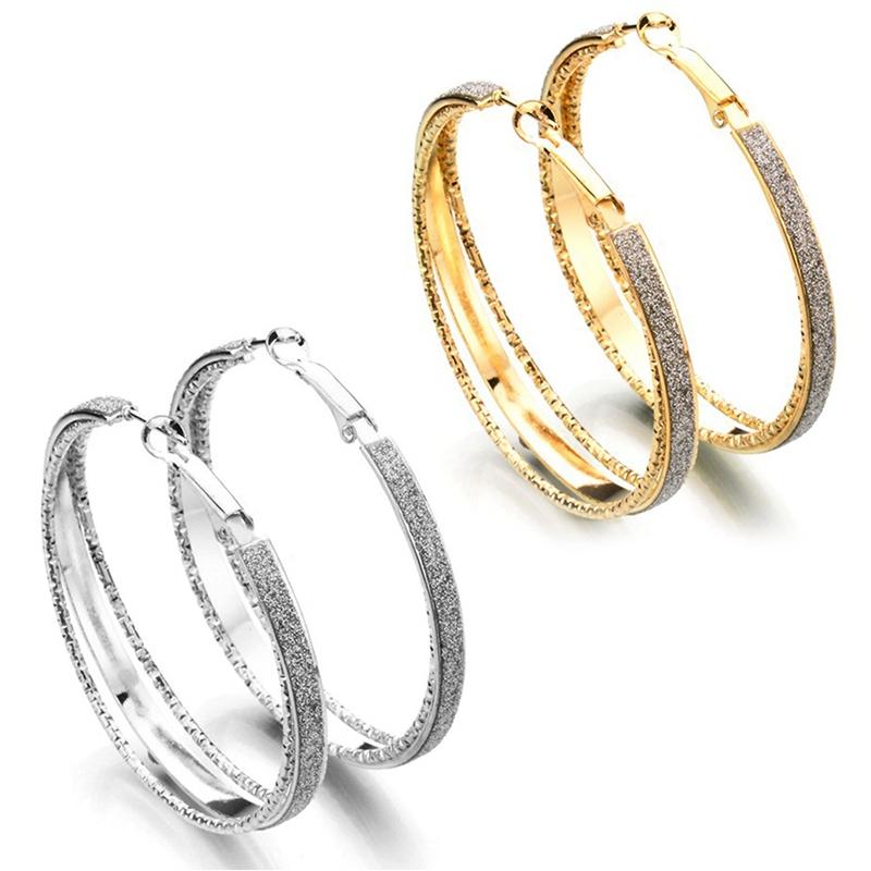 Classic Round Big Hoop Earring 1 Pair Round Loop Circle Gold and Silver Color Hoop Earring Large Size Punk Earrings for Women