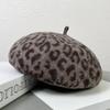 Korean beret autumn and winter new fashion casual warm woolen hat painter trend leopard print versatile bud