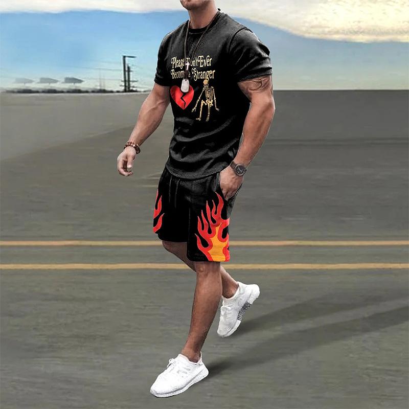 Мужские комплекты летние футболки с коротким рукавом шорты комплекты из 2 предметов уличная спортивная одежда с принтом мужская одежда в стиле ретро повседневные спортивные костюмы