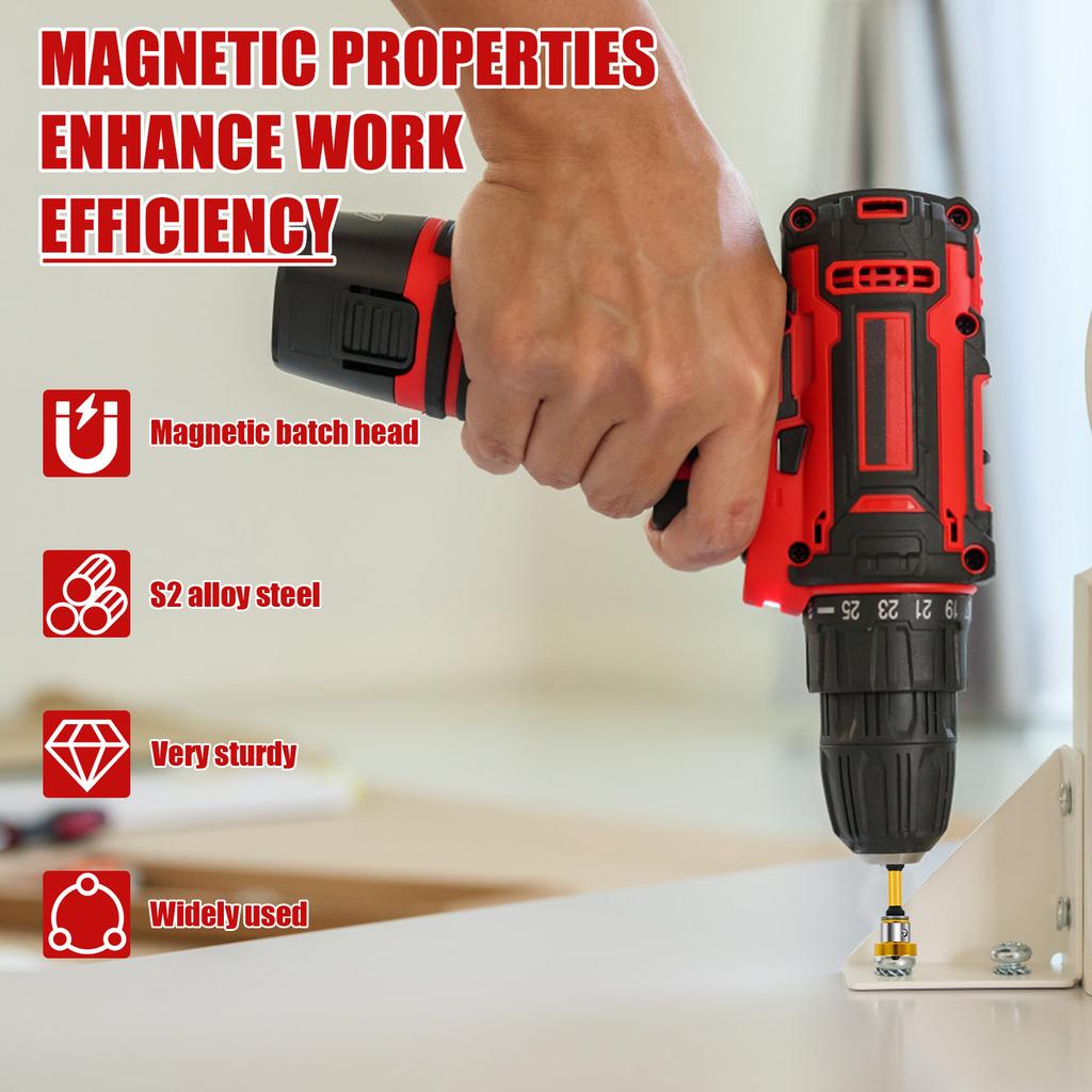 Набор магнитных бит для гипсокартона 50 мм 10 шт. с позиционирующим держателем для сверла и удлинителем для фиксации шурупов Инструменты