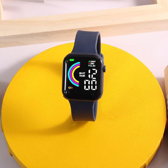 Electronic Watch Digital Display Button Control Square Dial Adjustable LED Precise Time Portable Teens Students Digital Wristwatch Daily Accessory