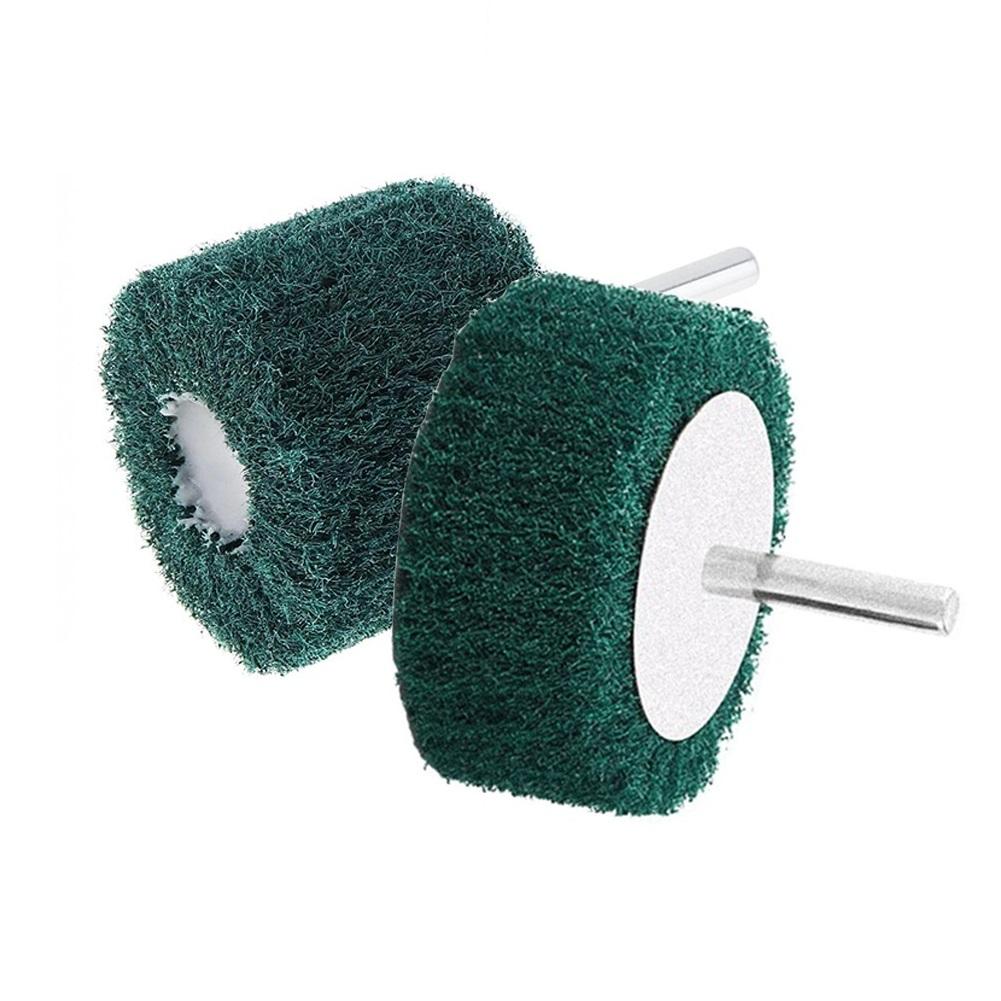 1/2pcs 6mm Shank Flap Fiber Cylindrical Grinding Head Sanding Wheel Scouring Pad Abrasive Brush For Stainless Steel Polishing