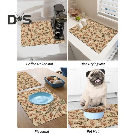 Коврик для кофеварки, впитывающий коврик для сушки посуды, долговечный многоцелевой нескользящий настольный коврик для домашней кухонной стойки