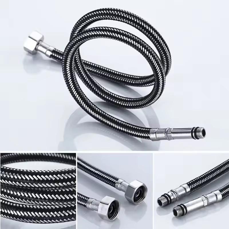 New 1pcs Single Head Cold and Hot Water Inlet Pipe Stainless Steel Woven Sink Faucet Connector Kitchen Basin Plumbing Hoses