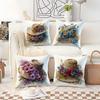 Watercolor Straw Hat Flowers Digital Printing Pillow Cover Short Plush Suitable Living Rooms Bedrooms Sofas Throw Cushion Cover