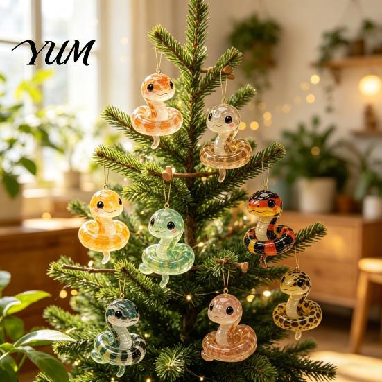 Acrylic Collection Figures Christmas Cartoon Snake Advent Calendar, 24 Days 2D Flat Blind Box Toys for Kids Figures, Collectibles Countdown