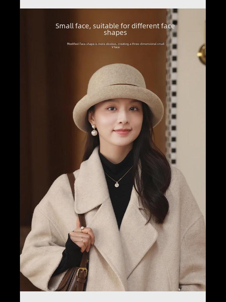2023 Korean Style Women's Wool Felt Basin Hat - Autumn/Winter Fashion