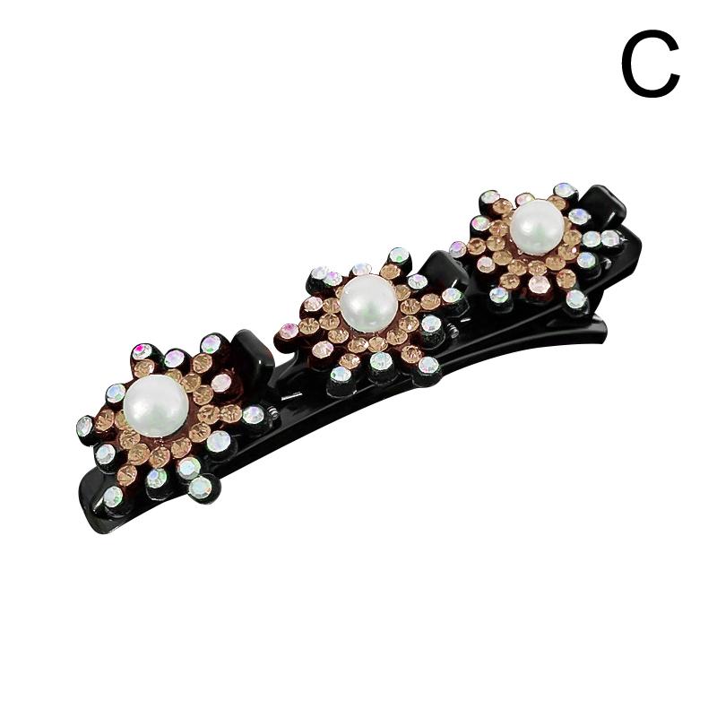 Women Elegant Flower Pearls Braid Hairpins Sweet Hair Clip Braid Decorate Flower Tooth-shaped B K2W7