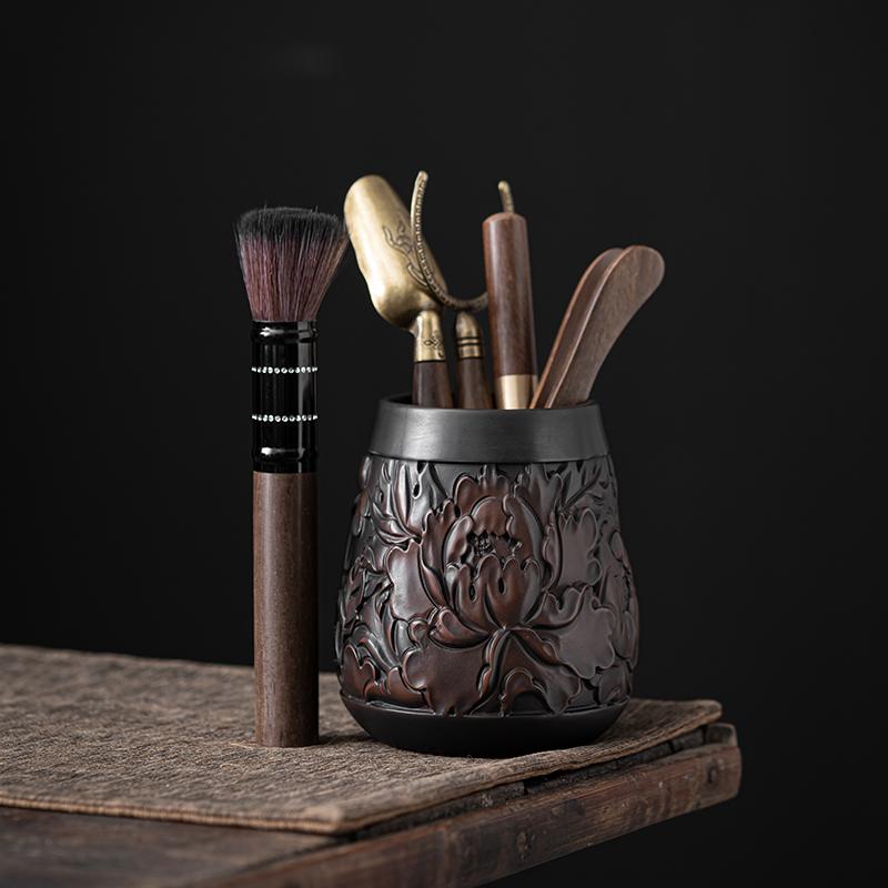 Высококачественная фиолетовая керамика для чайной церемонии Six Gentlemen Hand Carving Керамика Blackwood Solid Kung Fu Чайный сервиз Аксессуары
