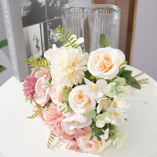 Искусственные цветы, реалистичный букет из искусственного шелка, многоразовые яркие поддельные цветы для домашнего офиса, украшения обеденного стола