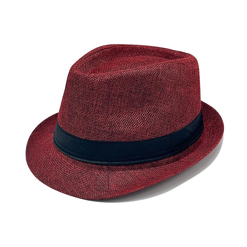 British Jazz Fedora: Solid Color Ribbon, Roll Brim, Unisex Sun Straw Hat