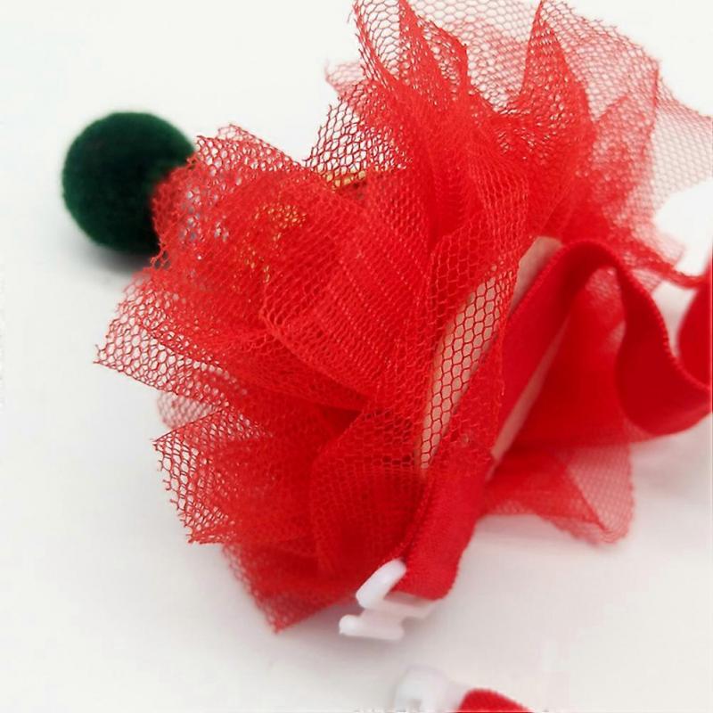 Pet Decoration Hat Christmas Gauze Hat For Dog Puppy Adorable Headwear Daily Wear M 2Pcs