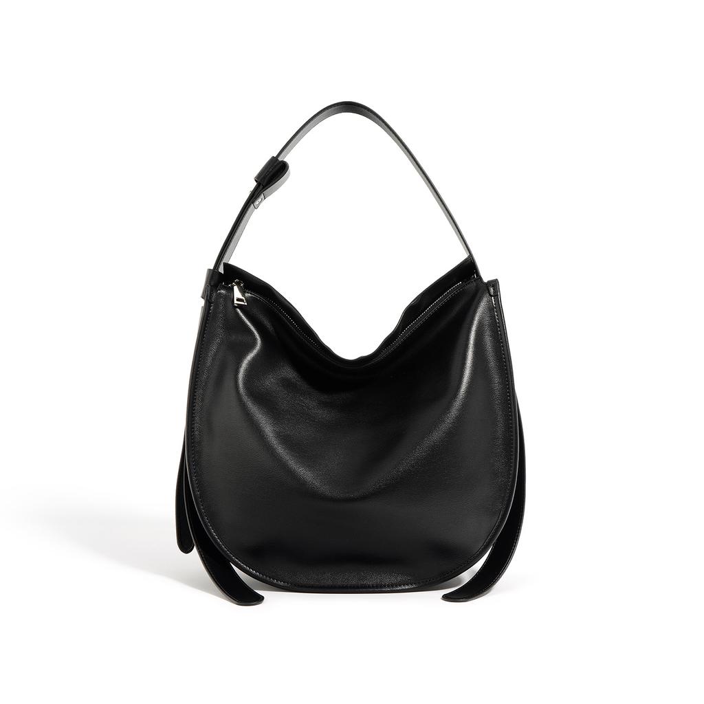 Простая и модная кожаная сумка-тоут из мягкой коровьей кожи, большой вместимости, для通勤, универсальная, через плечо, кроссбоди, сумка-ведро, женская