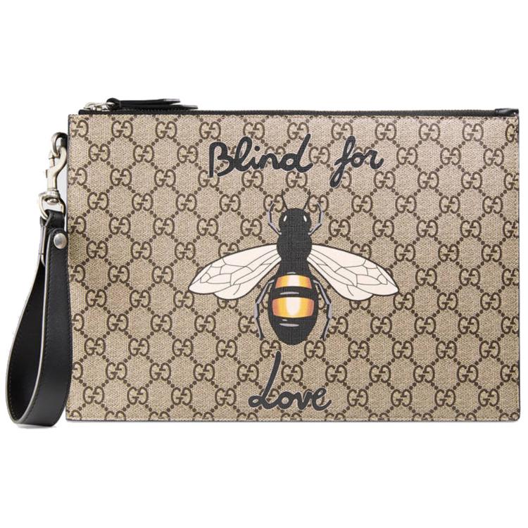 Gucci Клатч из холста с кожей, средний, мужской, эбеновый/черный