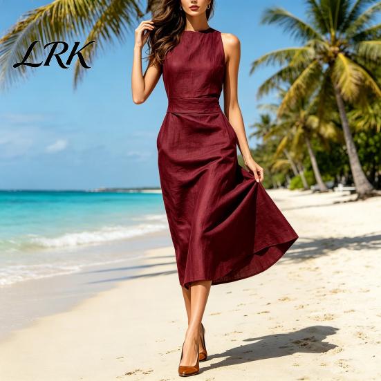 Полиэстер Летнее Платье Женское Bodycon Midi Платье, Для Деловых Женщин Учителя Без Рукавов Карандаш Чехол Простой Стиль Лодочка Нарядное Офисное с Карманами