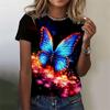 3D Printed Butterfly T-Shirt For Women Insect Graphic Short Sleeves Casual Fashion Oversized T Shirts Crew Neck Harajuku Tees