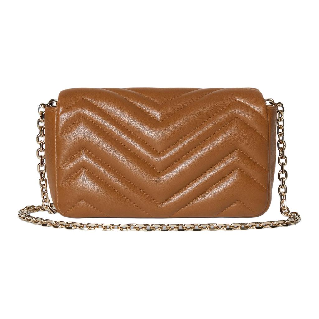 Gucci GG Marmont Brown Leather Chevron Quilted Mini Chain Crossbody Bag For Women Daily Use