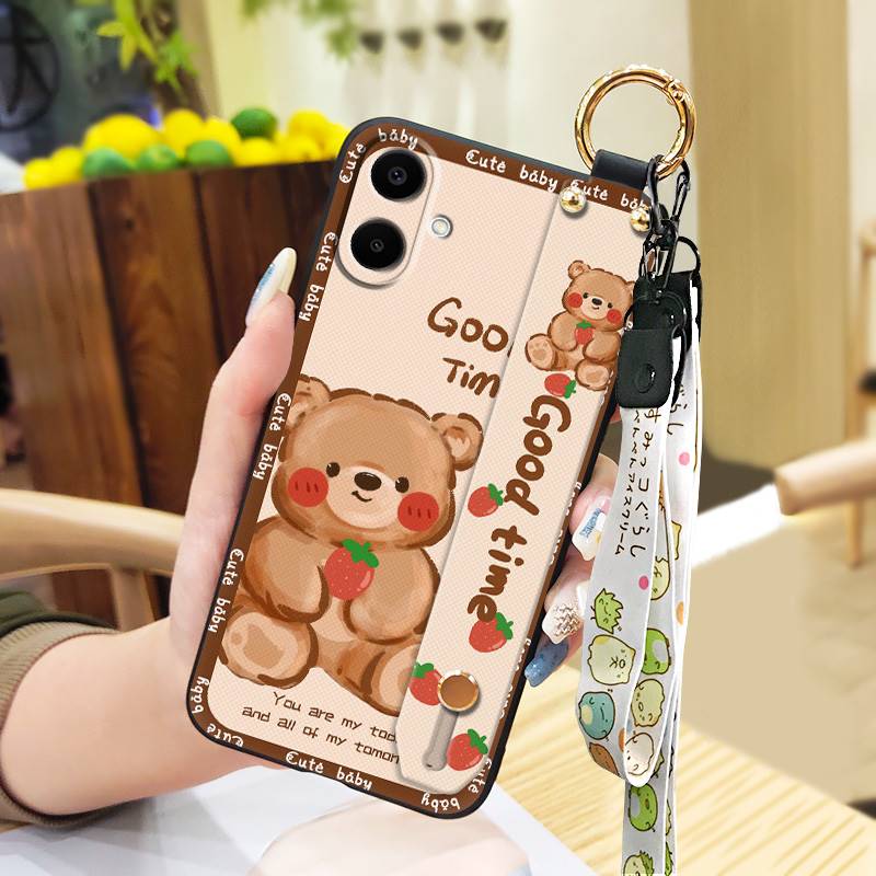 Anti-knock Wristband Phone Case For Samsung Galaxy A07 Fashion Design Wrist Strap Durable Shockproof Soft Case Cartoon