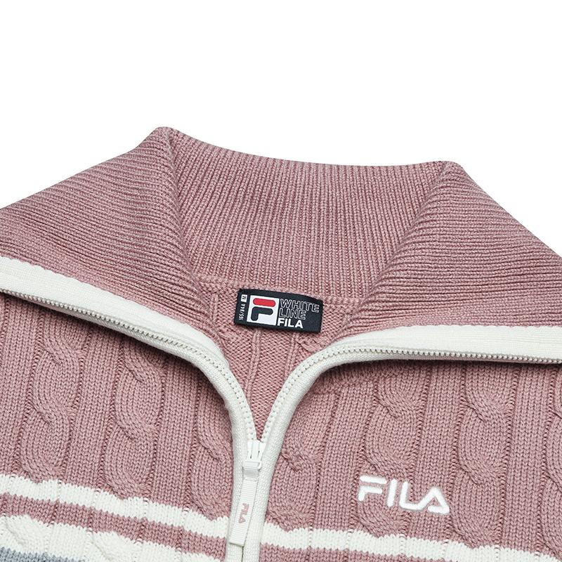 Fila Модная универсальная трикотажная куртка с воротником поло женская верхняя одежда Цвет облачно-грибной-белый F11W519401FWT