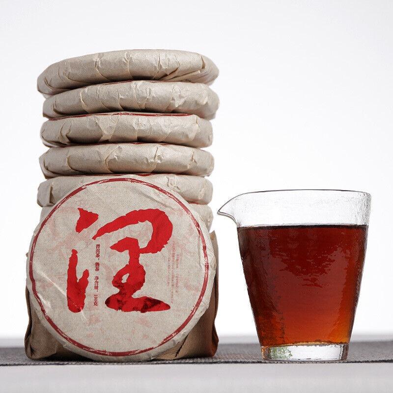 Юньнаньский пуэр, Мэнхайский Шу пуэр, Чай с больших деревьев, 100г Маленькая лепешка Готовый чай