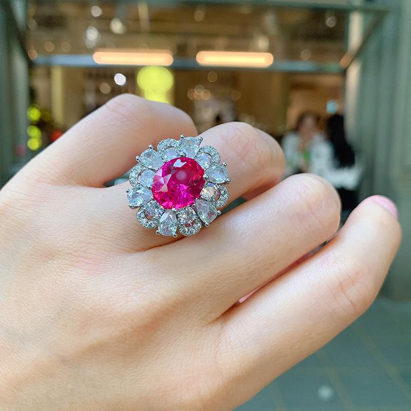 Красный корунд банкетный кулон имитация рубина кольцо женский дамский драгоценный камень комплект ювелирных изделий