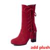 Fashion Large Size 32-45 High Heel Boots Women Shoes Woman Zip Up Shoelace Winter Boots Fringe Footwear Party Bottine