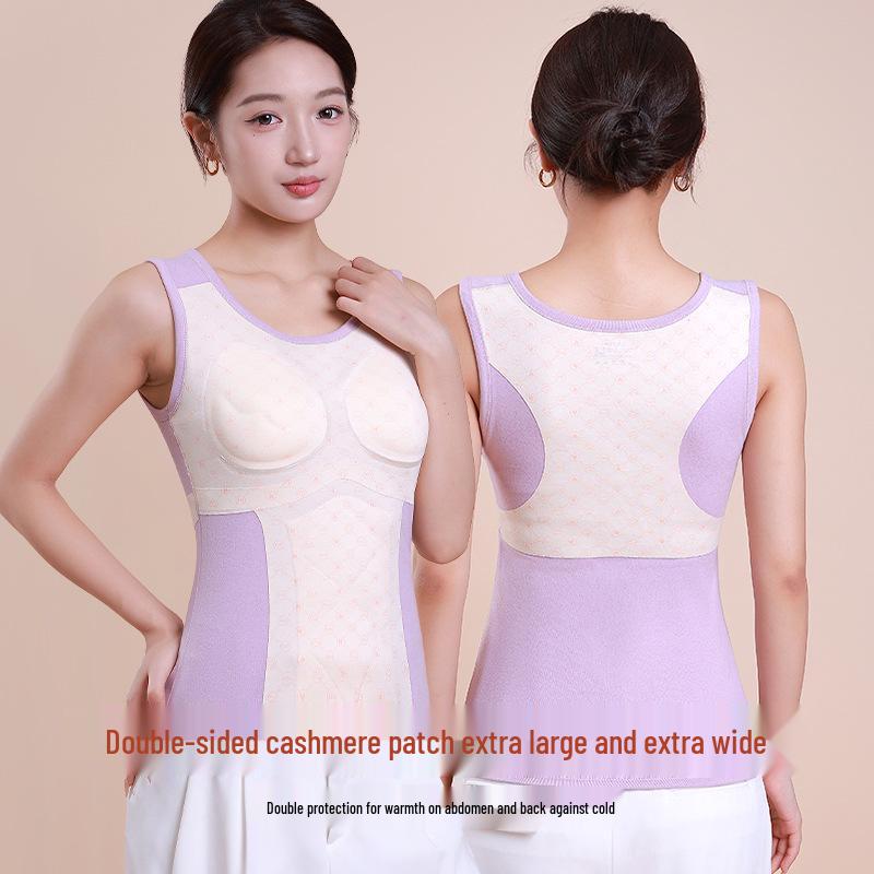 Женский теплый жилет из мериносовой шерсти со встроенными подушечками и фиксированными чашками для осени/зимы