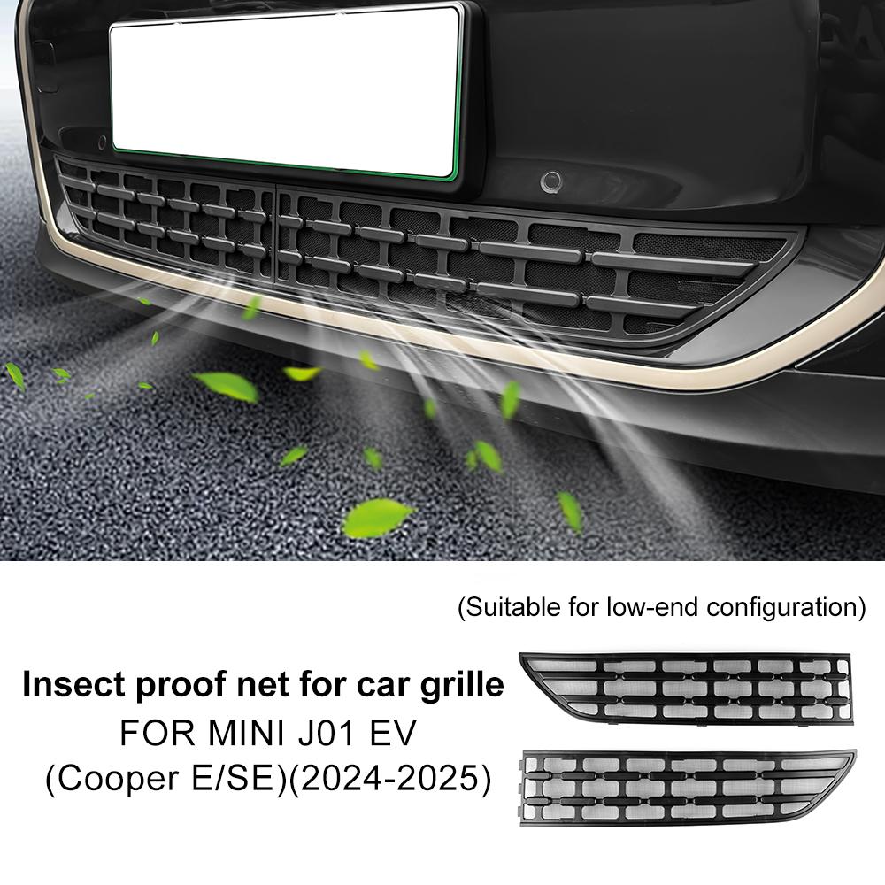 Car Front Bumper Grille Mesh Protector Cover Center Racing Grill Insect Proof Net For Mini Electric Cooper E/SE J01 EV 2024-2025