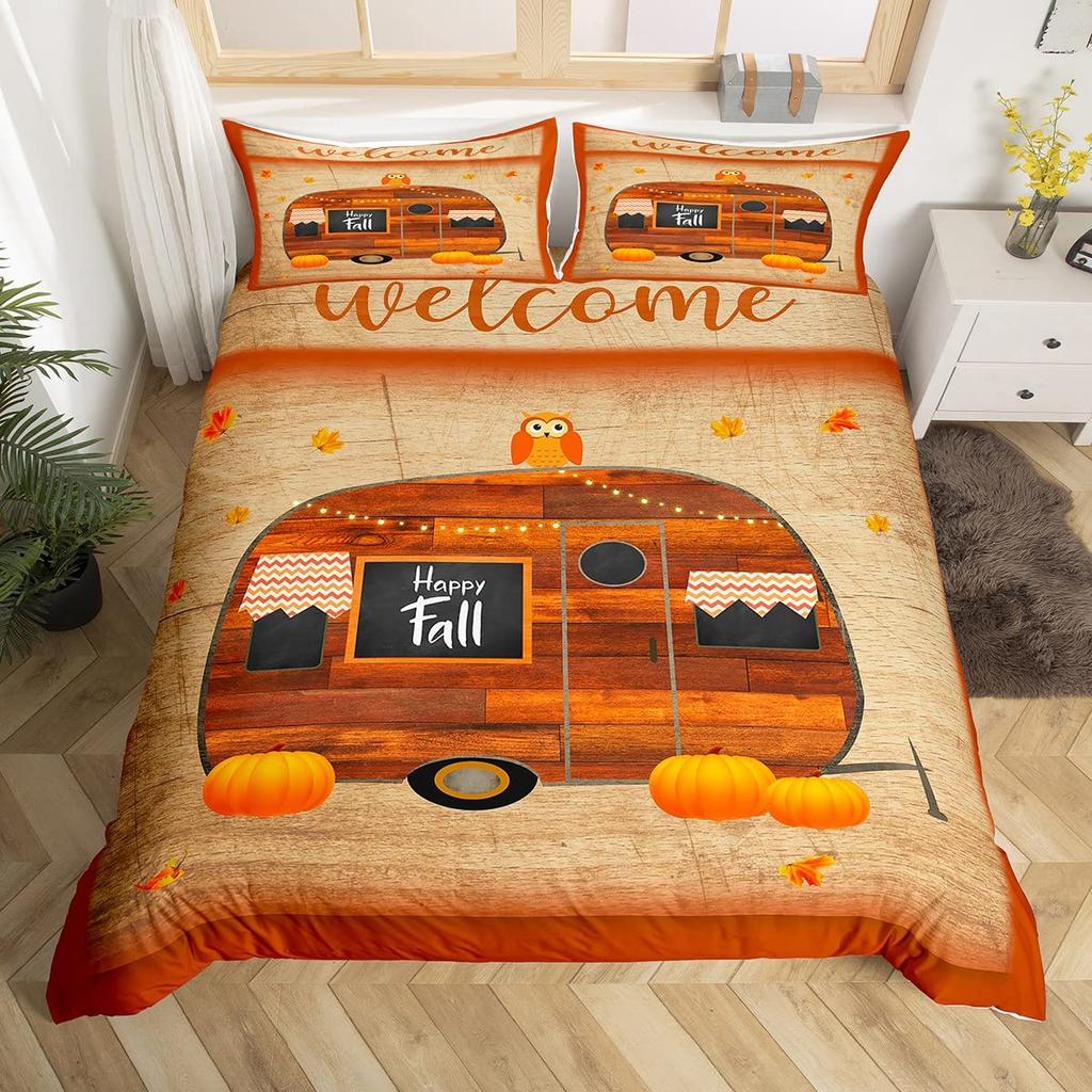 Пододеяльник Happy Camping Camper Комплект постельного белья Plants Outdoor Travel Adventure Одеяло Cover Camper Car Blue Sky Quilt Cover