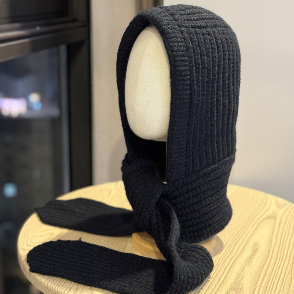 Балаклава нового стиля Женская осенне-зимняя теплая шерстяная шапка-шарф цельная вязаная шапка шарф с капюшоном трендовая