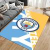 Football Club Area Rug, Manchester City FC Crest Sky Blue Yellow Geometric Print, Soccer Fan Supporter Room Decor, Non-Slip Mat